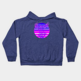 Arising Anew Phoenix and Retro Sunrise Vector Art Blue Pink Kids Hoodie